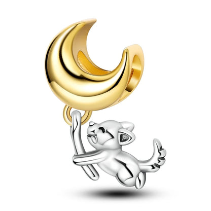 2025 Hot Sale Charms Bead 925 Sterling Silver Gold Bow Luminous Firefly Dangle Fit Bangle Bracelet Necklace DIY Jewelry