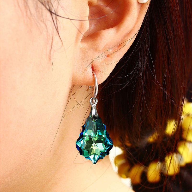 Women's S925 Silver Needle Colorful Crystal Earrings